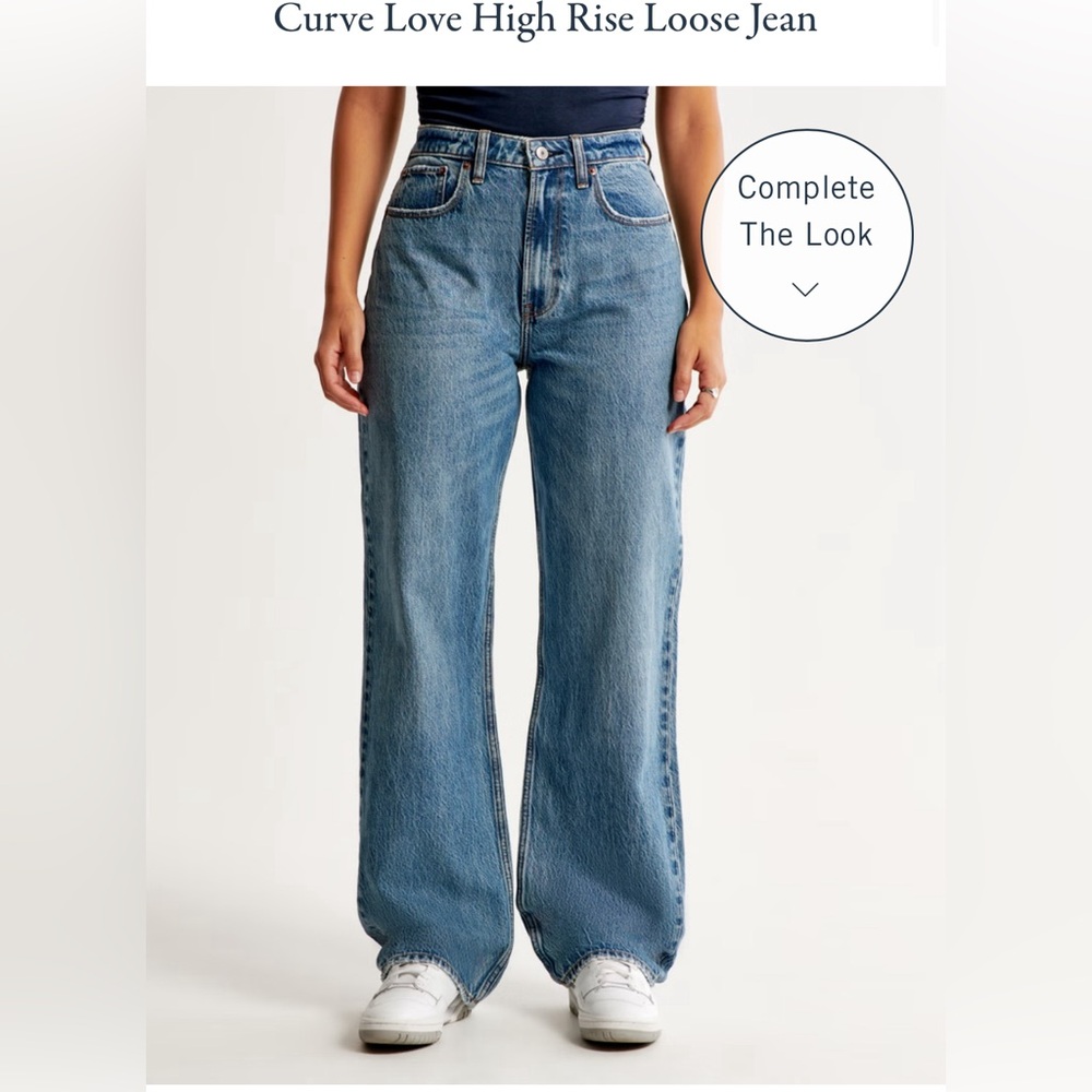 Abercrombie Curve Love High Rise Loose Jean Medium Wash NEVER WORN